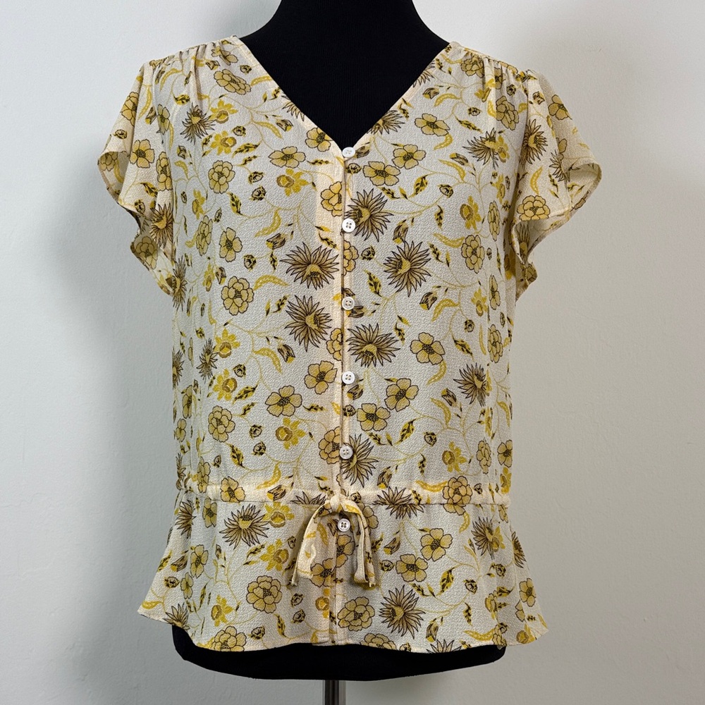 CECE Yellow Floral Blouse S